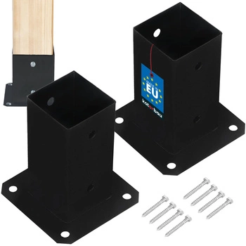Podstawa słupa przykręcana do betonu czarna 70x70 mm zestaw 2 szt.