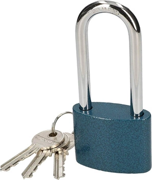 Kłódka żeliwna długi pałąk zatrzaskowa klucz 50mm