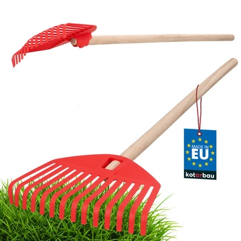 Grabie dla dzieci mini ogrodowe plastikowe z trzonkiem pomarańczowe 70 cm