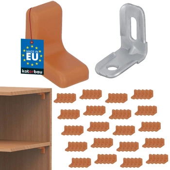 Komandorek kątownik meblowy z zaślepką olcha zestaw 100 szt.