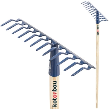 Grabie metalowe ogrodowe 12-zębne z drewnianym trzonem