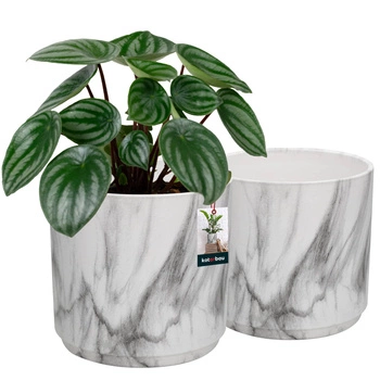 Doniczka ceramiczna marmurowa okrągła na kwiaty 12 cm zestaw 2 szt.