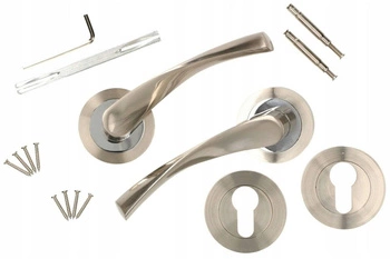 Zestaw klamka drzwiowa satyna rozeta wklad drzwi