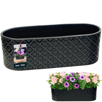 Doniczka podłużna ceramiczna ozdobna elegancka kobaltowa 12x37 cm