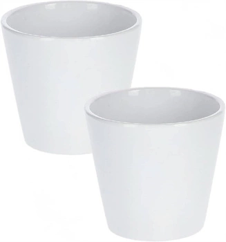 Doniczka osłonka ceramiczna na kwiaty 16 cm biała - 2 szt.