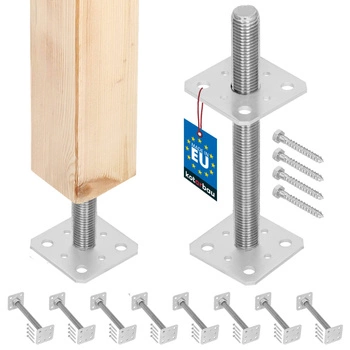 Podstawa słupa wkręcana regulowana pręt m24 80x80x250 mm zestaw 8 szt.