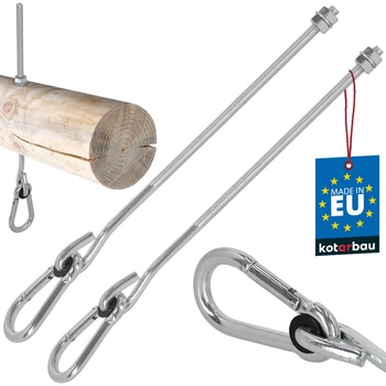 Hak huśtawkowy z karabińczykiem śrubowy do drewna m10 330 mm zestaw 2 szt.