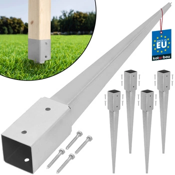 Podstawa słupa kotwa wbijana do ziemi stalowa 50x50x600 mm zestaw 4 szt.