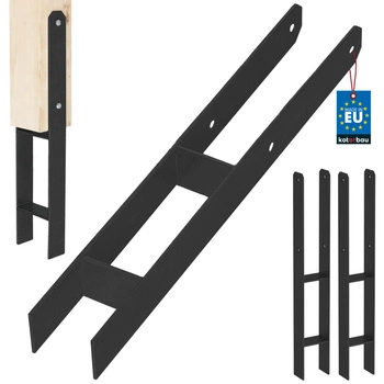 Podstawa słupa h do wmurowania stalowa ocynk czarna 70 mm zestaw 2 szt.