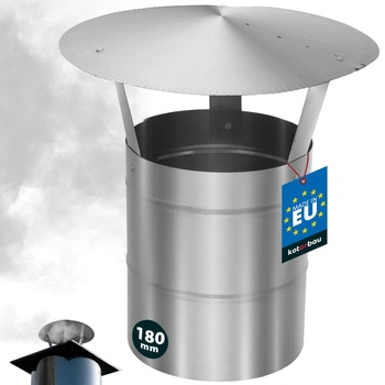 Daszek dymny do rury kominowej ocynkowany srebrny 180 mm