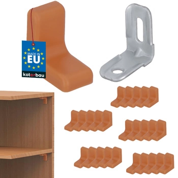 Komandorek kątownik meblowy z zaślepką olcha zestaw 25 szt.