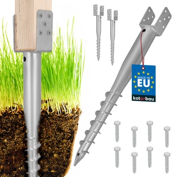 Podstawa słupa kotwa u wkręcana do ziemi stalowa 70x700 mm zestaw 2 szt.