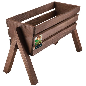 Donica drewniana stojąca na kwiaty brązowa 40 cm