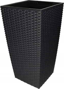 Doniczka ogrodowa rattan z wkładem antracyt duża 26x26 cm