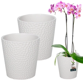 Doniczka ceramiczna biała na kwiaty rośliny storczyki 12 cm zestaw 2 szt.