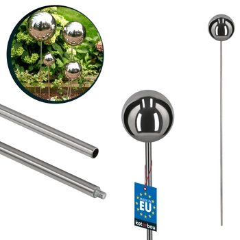 Kula dekoracyjna ogrodowa na piku stalowa lustrzana efekt lustra 110 cm