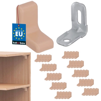 Komandorek kątownik meblowy z zaślepką buk zestaw 50 szt.