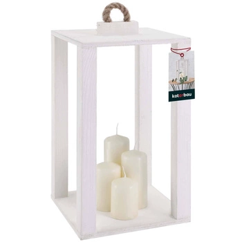 Latarnia drewniana na świece do domu ogrodu biała 20x20 cm