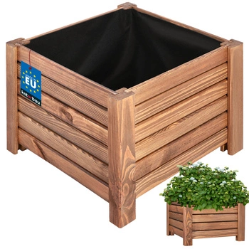 Doniczka drewniana skrzynka do ogrodu na kwiaty brązowa 38x38 cm