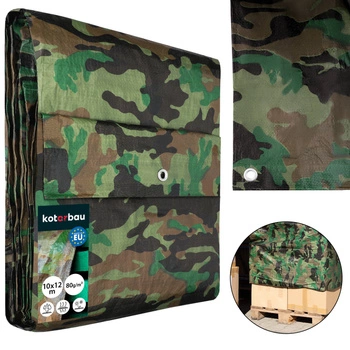 Plandeka ochronna mocna gruba uniwersalna moro 80 g/m2 10x12 m