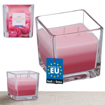 Świeca świeczka trójkolorowa zapachowa w szkle 32 h - róża