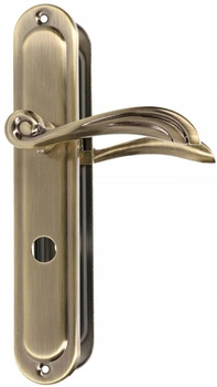 Klamka drzwiowa długi szyld wc 72mm patyna drzwi