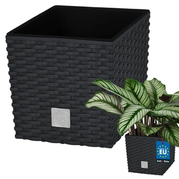 Doniczka ogrodowa rattan z wkładem antracyt 22x22 cm