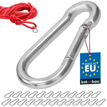 Karabińczyk strażacki do huśtawki liny hamaka metalowy 60 mm zestaw 25 szt.