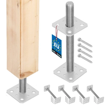 Podstawa słupa wkręcana regulowana pręt m24 80x80x250 mm zestaw 4 szt.