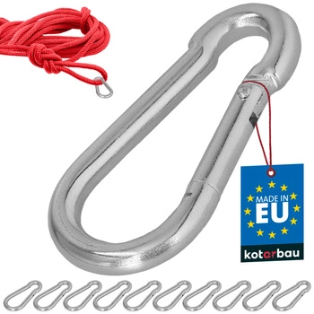 Karabińczyk strażacki do huśtawki liny hamaka metalowy 70 mm zestaw 10 szt.