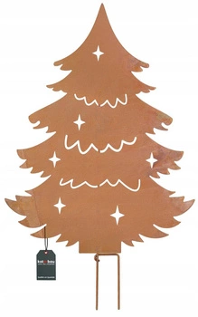 Figurka choinka figura ozdoba metal ogrodowa rdza - Kolor brązowy