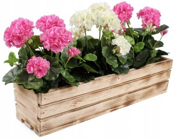 Skrzynka drewniana balkonowa na kwiaty zioła opalana 60 cm