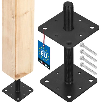 Podstawa słupa wkręcana regulowana stalowa gwint antracyt 110x110x250 mm