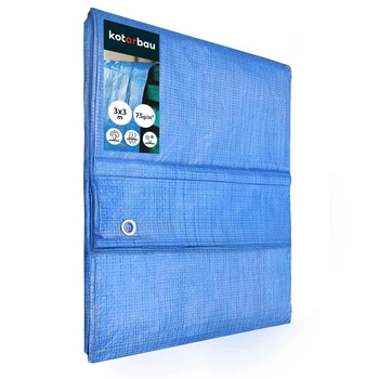 Plandeka ochronna mocna gruba uniwersalna niebieska 75 g/m2 3x3 m