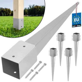 Podstawa słupa kotwa wbijana do ziemi stalowa 90x90x750 mm zestaw 4 szt.