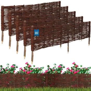 Płotek ogrodowy wiklinowy wbijany palisada obrzeże 120x30 cm zestaw 5 szt.