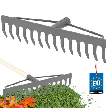 Grabie ogrodowe wzmocnione 14-zębne grabki metalowe - Kolor szary