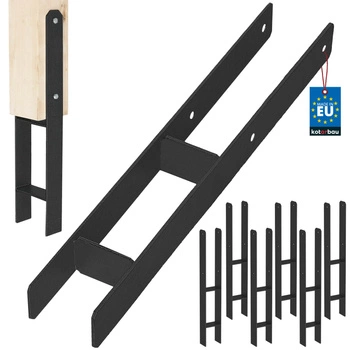 Podstawa słupa h do wmurowania stalowa ocynk czarna 80 mm zestaw 6 szt.