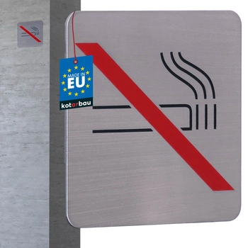 Znak tabliczka zakaz palenia piktogram samoprzylepny stal nierdzewna 7x7 cm