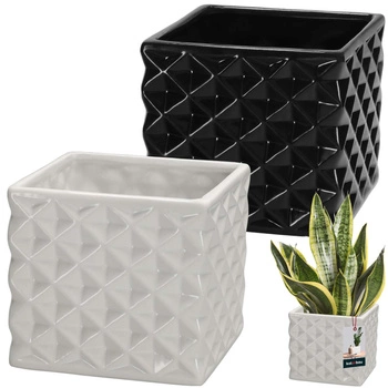 Doniczka ceramiczna kwadratowa Piano biała 14x14 cm 2 szt