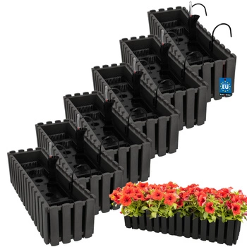 Doniczka balkonowa balkonowa szara na balustradę 600 MM Zestaw 6 SZT