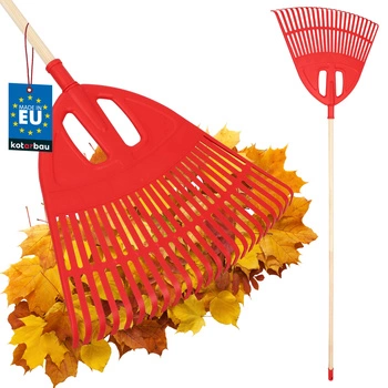 Grabie wachlarzowe do liści 51,5 cm + trzon drewniany 1,5 m