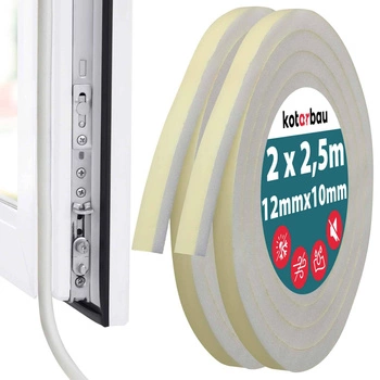 Uszczelka samoprzylepna z gąbki do okien drzwi 10x12 mm x 2,5 m zestaw 2 szt.