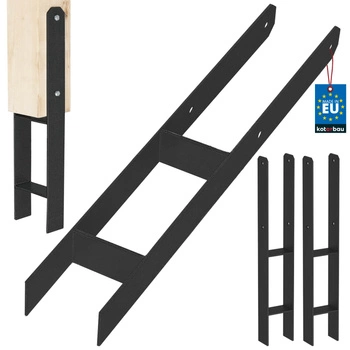 Podstawa słupa h do wmurowania stalowa ocynk czarna 90 mm zestaw 2 szt.