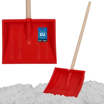 Łopata do śniegu dla dzieci z drewnianym trzonkiem czerwona