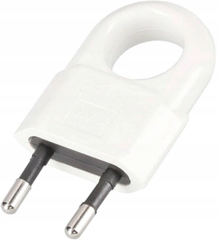 Wtyczka płaska z uchwytem bez uziemienia 250v biała