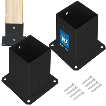 Podstawa słupa przykręcana do betonu czarna 90x90 mm zestaw 2 szt.
