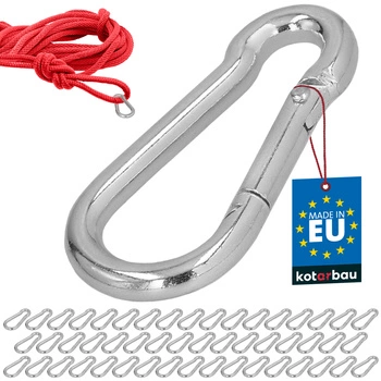 Karabińczyk strażacki do huśtawki liny hamaka metalowy 50 mm zestaw 50 szt.