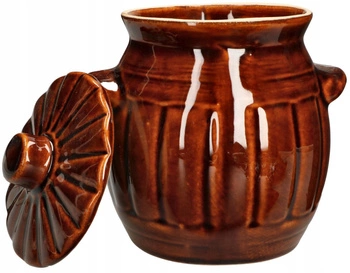 Beczka kamionkowa z pokrywką do kiszenia kapusty ogórków brązowa 1,2 l