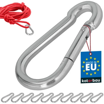 Karabińczyk strażacki do huśtawki liny hamaka metalowy 100 mm zestaw 10 szt.